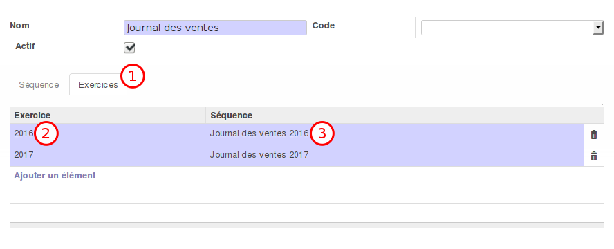 Paramétrage d'une séquence spécifique à
l'exercice
2016