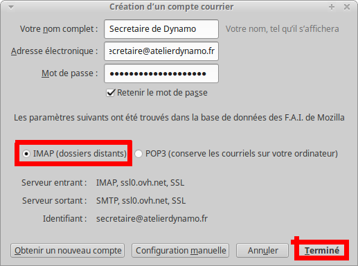 Thunderbird IMAP validation